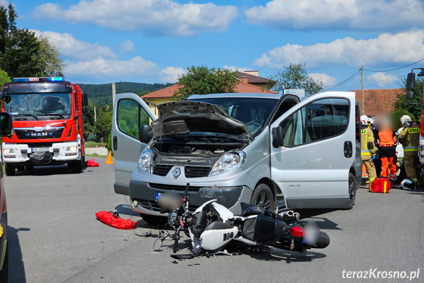 Zderzenie motocyklisty z samochodem w Odrzykoniu