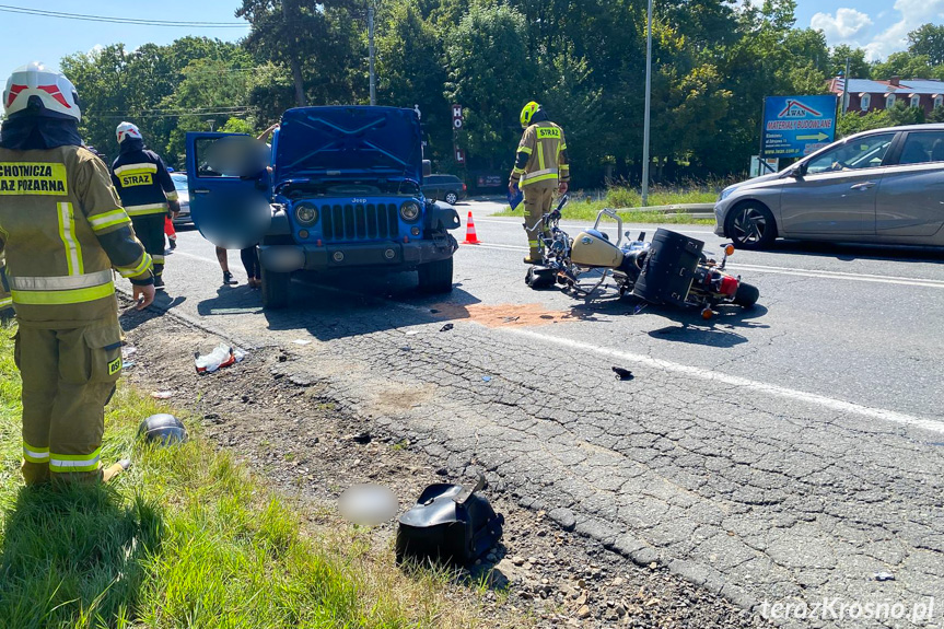 Zderzenie motocyklisty z samochodem osobowym w Klimkówce