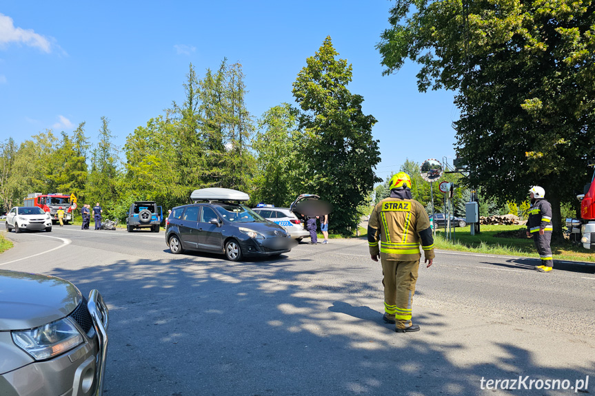 Zderzenie motocyklisty z samochodem osobowym w Klimkówce