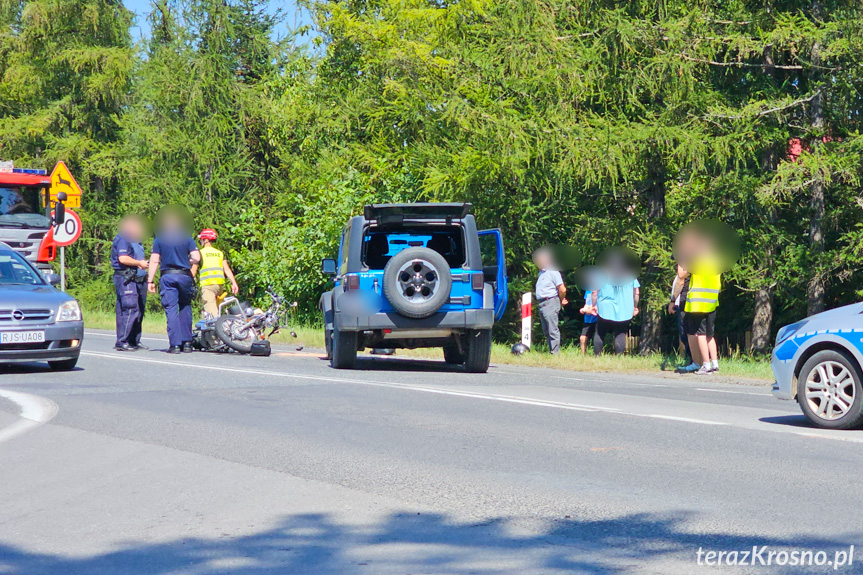 Zderzenie motocyklisty z samochodem osobowym w Klimkówce