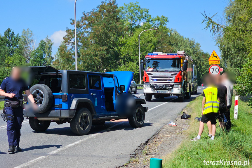 Zderzenie motocyklisty z samochodem osobowym w Klimkówce