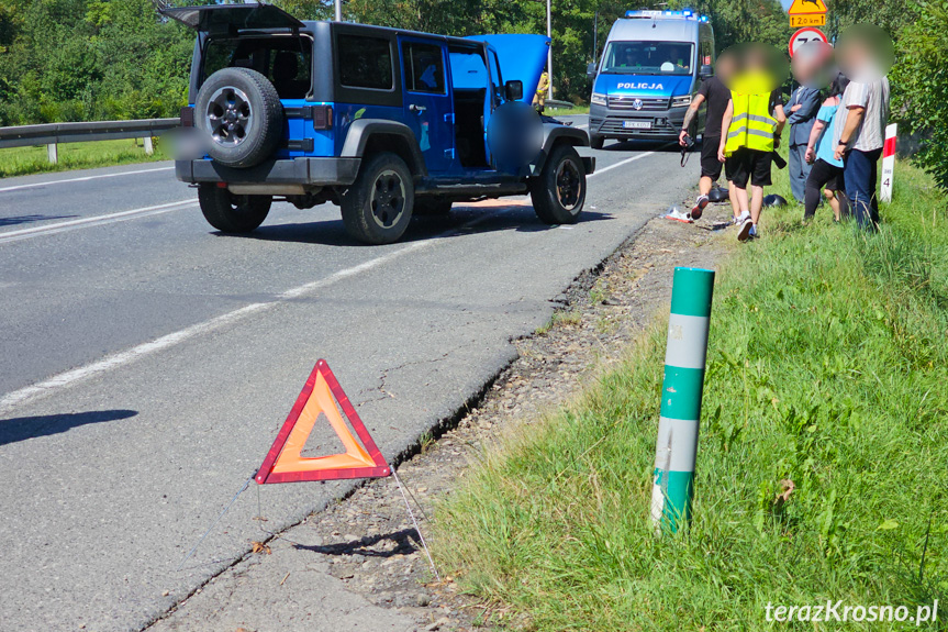 Zderzenie motocyklisty z samochodem osobowym w Klimkówce