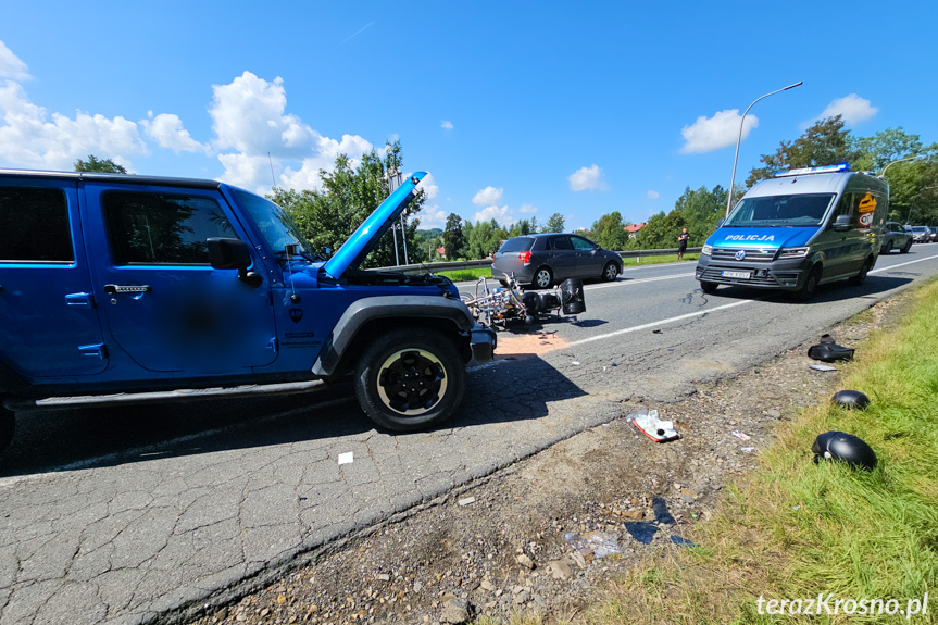 Zderzenie motocyklisty z samochodem osobowym w Klimkówce