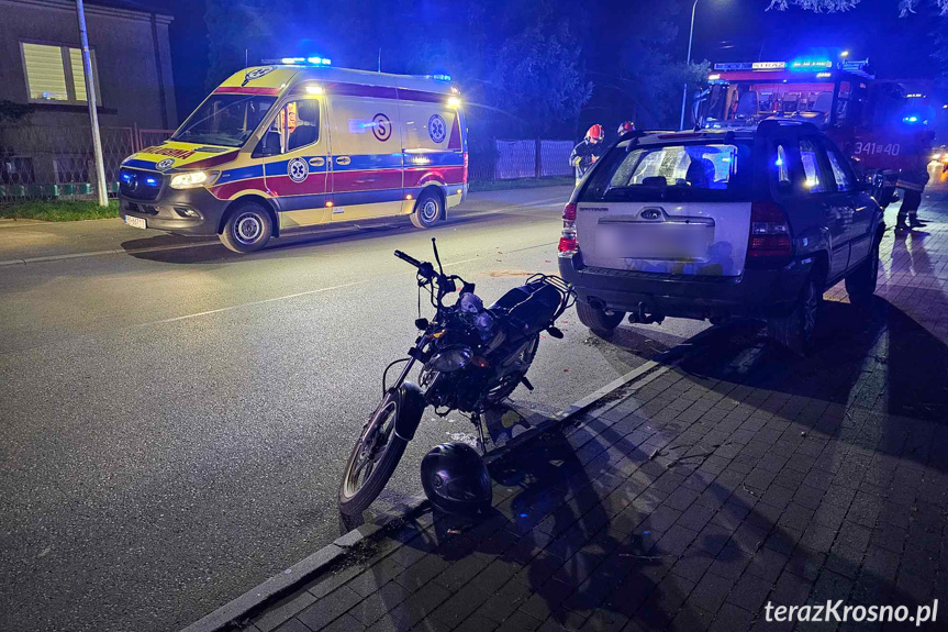 Zderzenie motocyklisty z samochodem osobowym