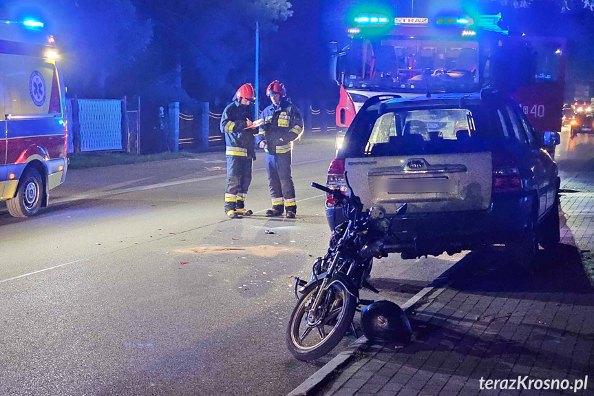 Zderzenie motocyklisty z samochodem osobowym