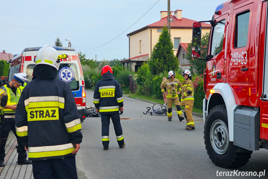  Zderzenie rowerzysty z motocyklistą w Pustynach