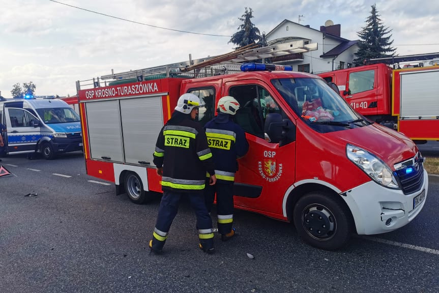 Zderzenie samochodów na al. Jana Pawła II w Krośnie