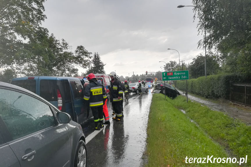 Zderzenie samochodów w Iwoniczu