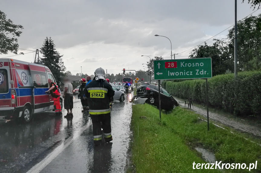 Zderzenie samochodów w Iwoniczu