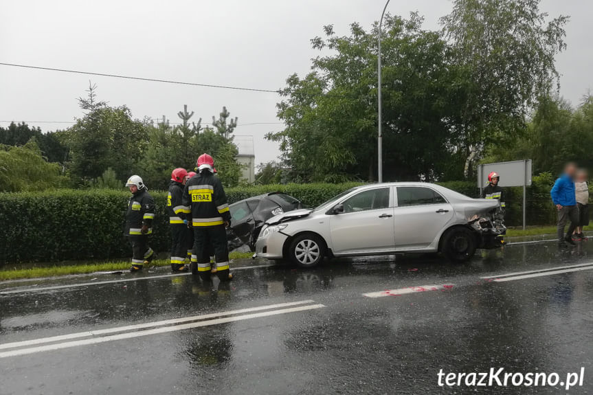 Zderzenie samochodów w Iwoniczu