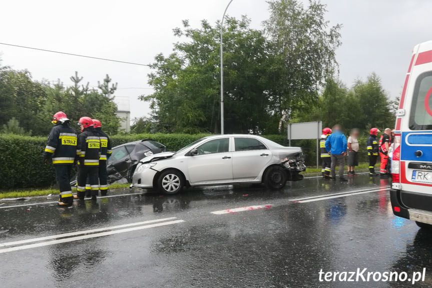 Zderzenie samochodów w Iwoniczu