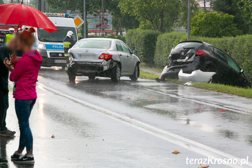 Zderzenie samochodów w Iwoniczu