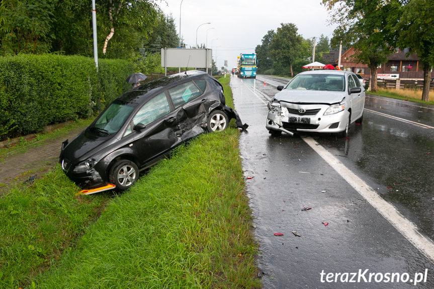 Zderzenie samochodów w Iwoniczu