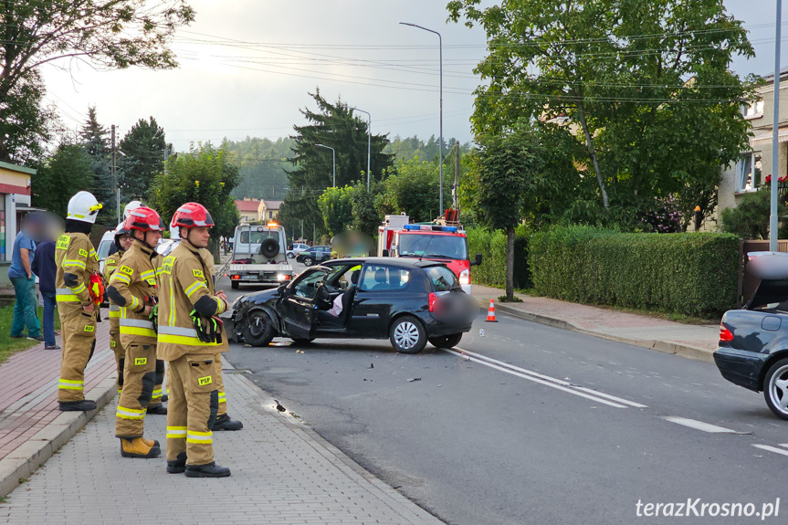 Zderzenie samochodów w Krośnie