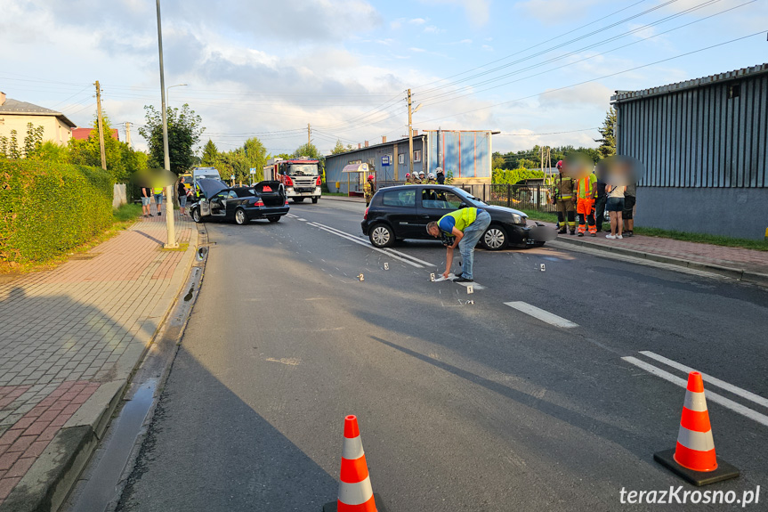 Zderzenie samochodów w Krośnie