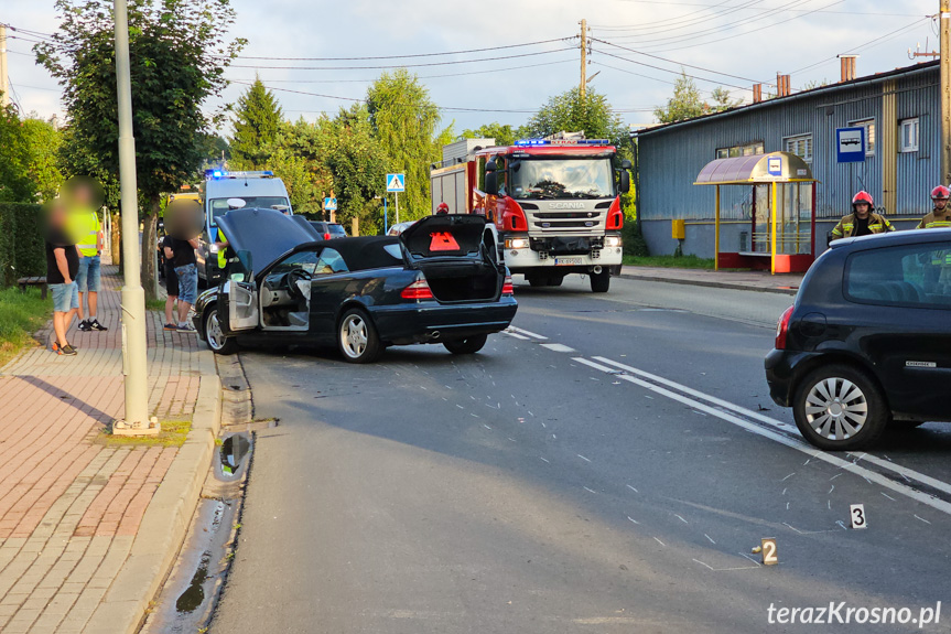 Zderzenie samochodów w Krośnie