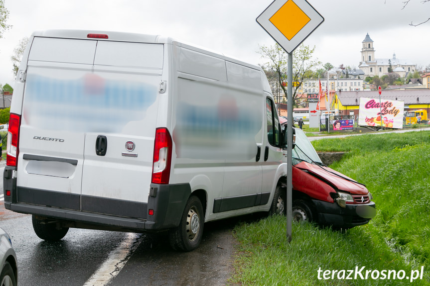 Zderzenie samochodów w Rymanowie