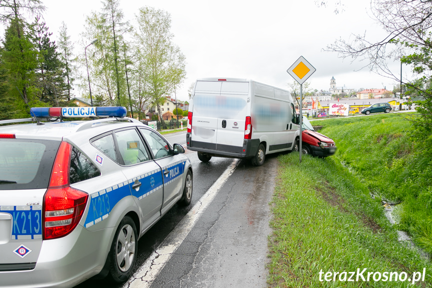 Zderzenie samochodów w Rymanowie