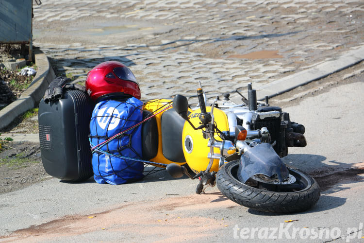 Zderzenie samochodu i motocykla w Rymanowie