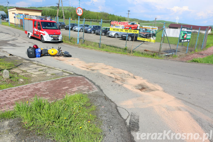 Zderzenie samochodu i motocykla w Rymanowie