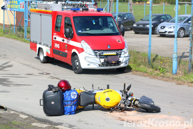 Zderzenie samochodu i motocykla w Rymanowie