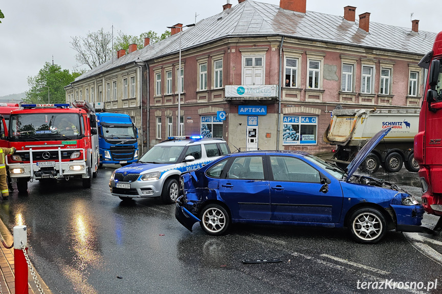 Zderzenie trzech samochodów w Dukli