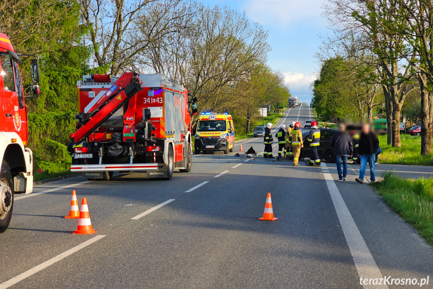 Zderzenie trzech samochodów w Krośnie