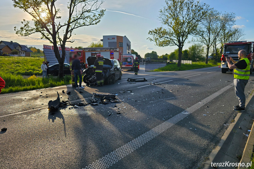 Zderzenie trzech samochodów w Krośnie