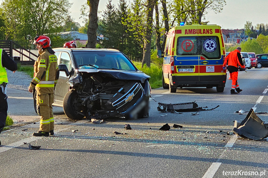 Zderzenie trzech samochodów w Krośnie