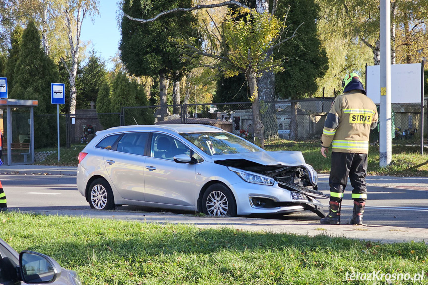 Zderzenie trzech samochodów w Krośnie