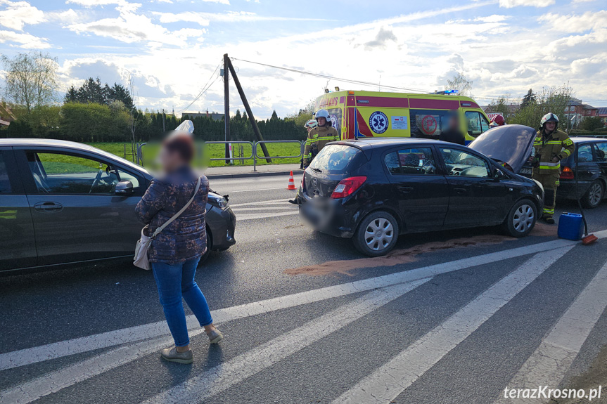 Zderzenie trzech samochodów w Krośnie