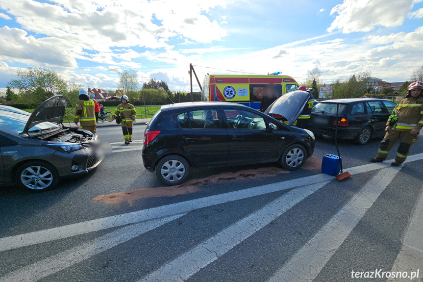 Zderzenie trzech samochodów w Krośnie