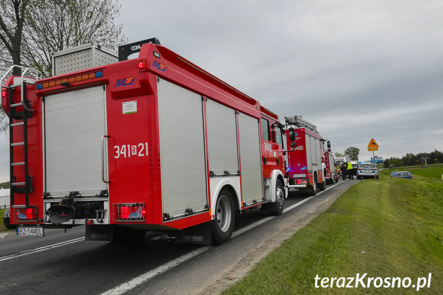 Zderzenie trzech samochodów w Rymanowie