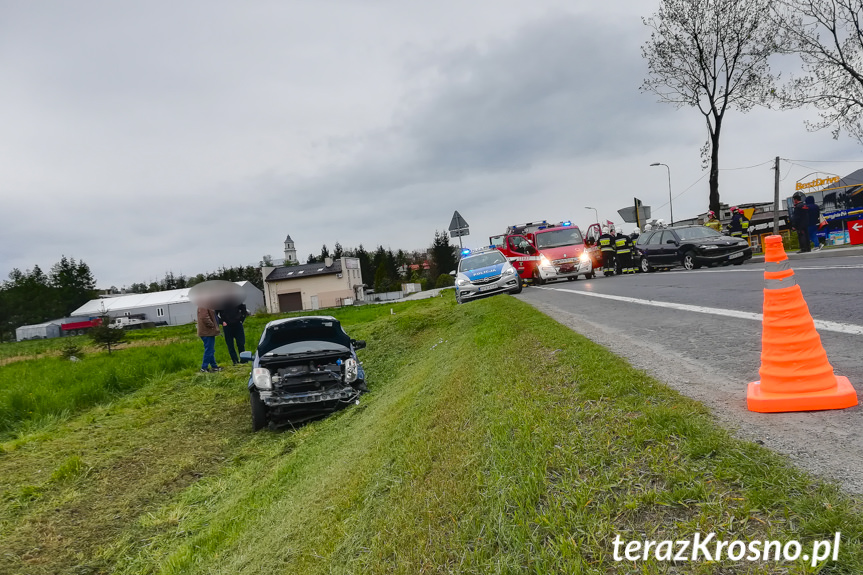 Zderzenie trzech samochodów w Rymanowie