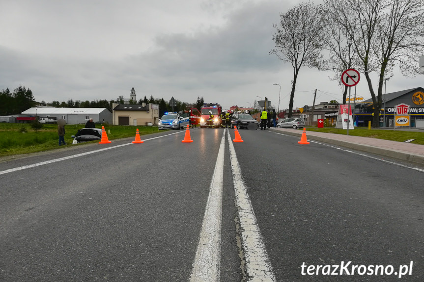 Zderzenie trzech samochodów w Rymanowie