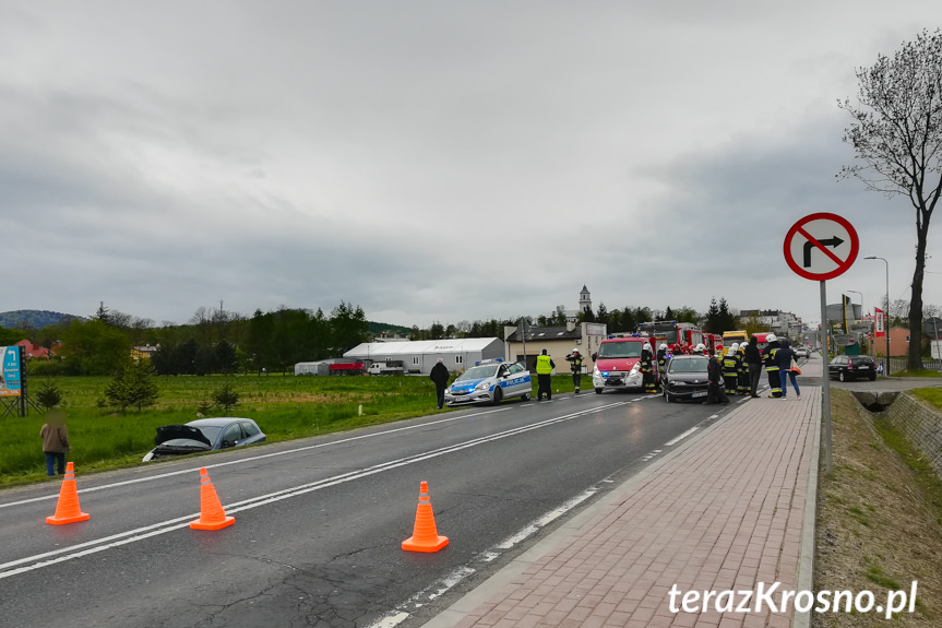 Zderzenie trzech samochodów w Rymanowie