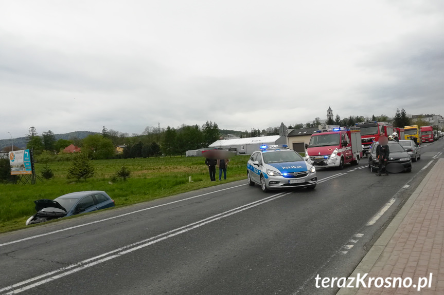 Zderzenie trzech samochodów w Rymanowie