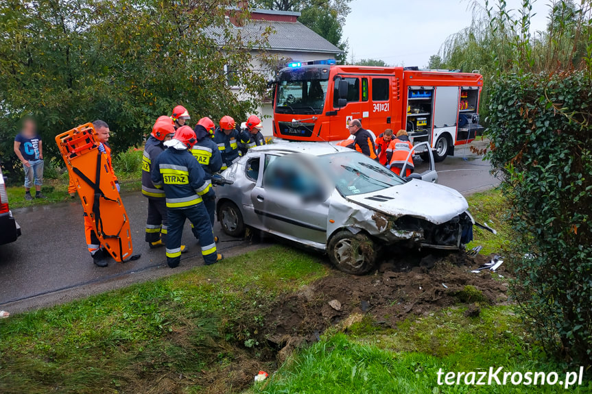 Żeglce. Samochód wjechał do rowu