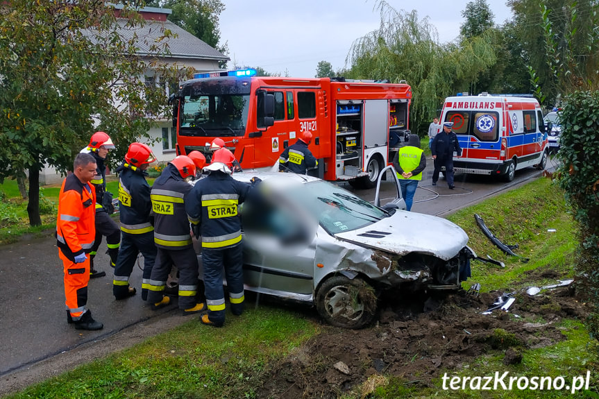 Żeglce. Samochód wjechał do rowu