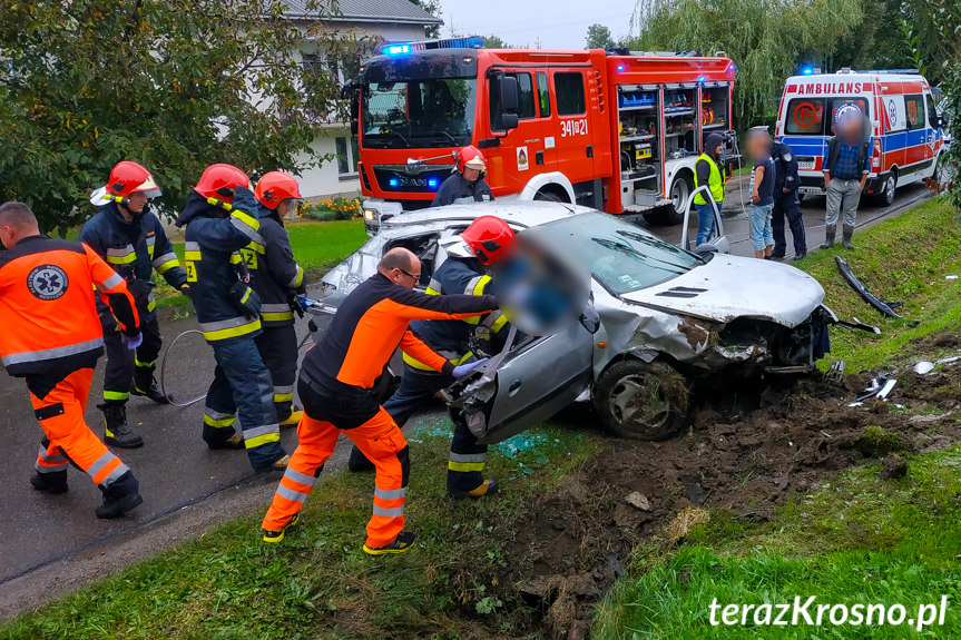 Żeglce. Samochód wjechał do rowu