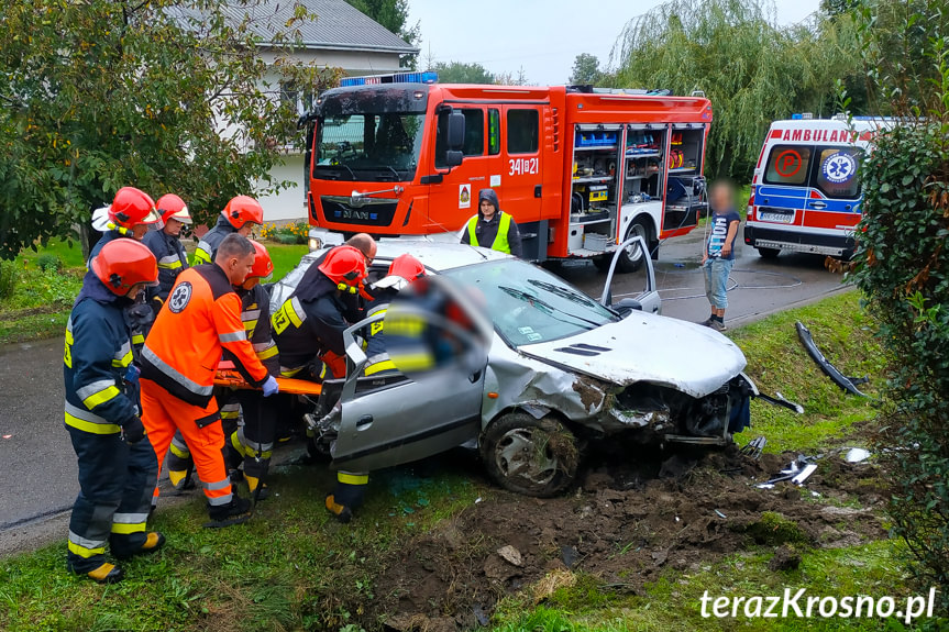 Żeglce. Samochód wjechał do rowu