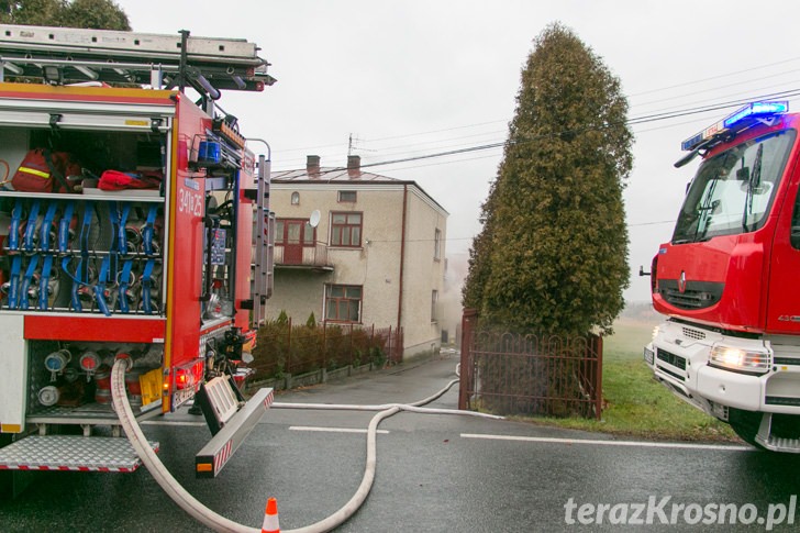 Pożar domu na ul. Popiełuszki w Krośnie