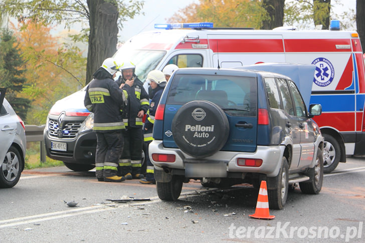 Zderzenie dwóch samochodów w Zboiskach